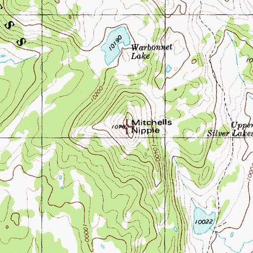 Topographic Map of Mitchells Nipple, WY