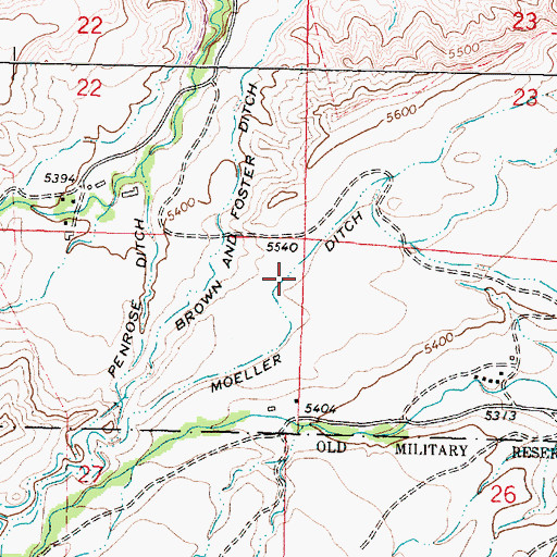 Topographic Map of Moeller Ditch, WY