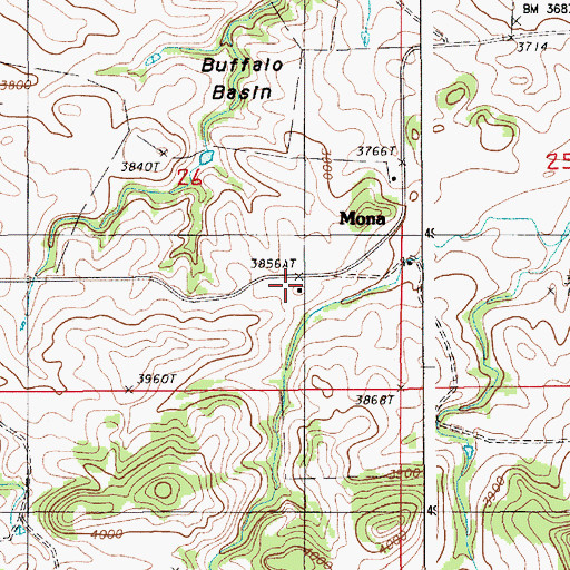Topographic Map of Mona, WY