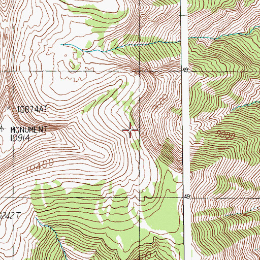 Topographic Map of Monument Mountain, WY