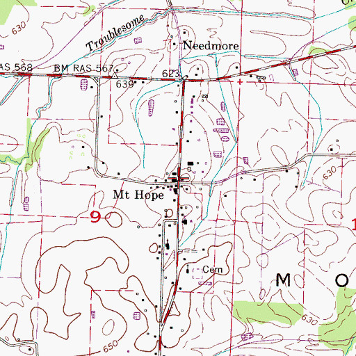 Topographic Map of Mount Hope, AL