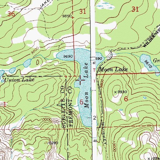 Topographic Map of Moon Lake, WY