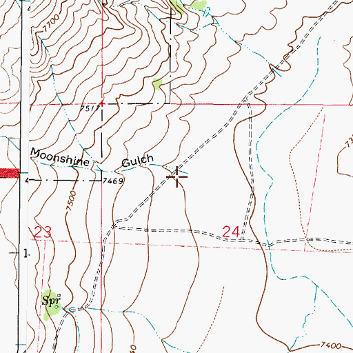 Topographic Map of Moonshine Gulch, WY