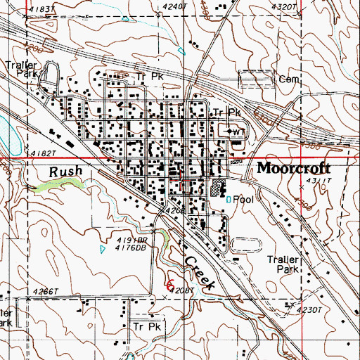 Topographic Map of Moorcroft, WY