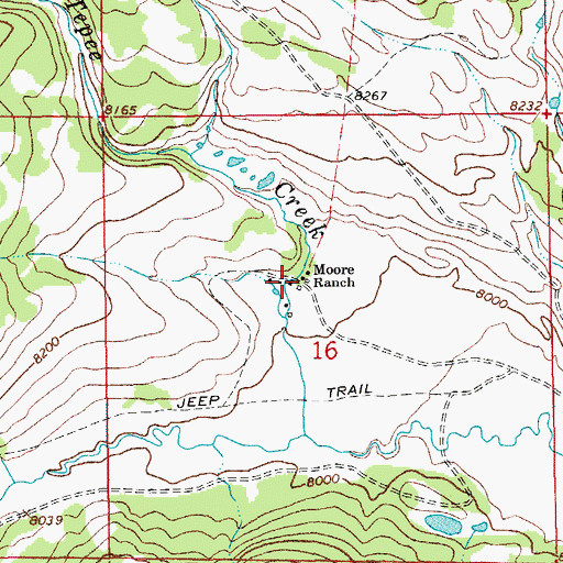 Topographic Map of Moore Ranch, WY