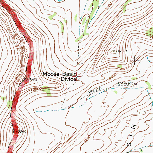 Topographic Map of Moose Basin Divide, WY