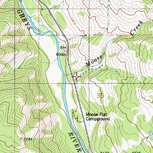 Topographic Map of Moose Creek, WY