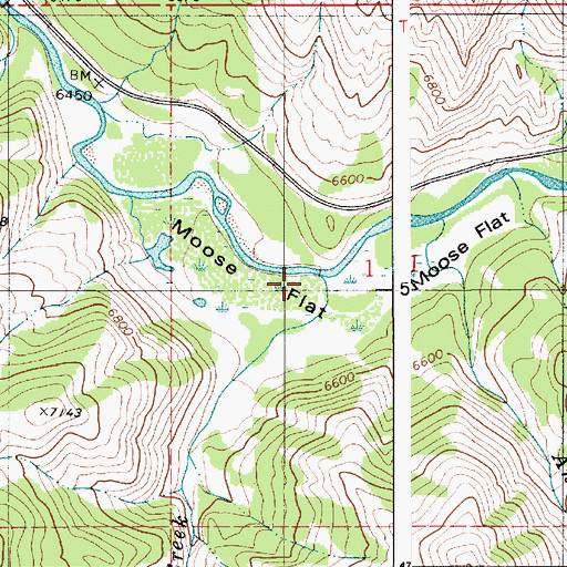 Topographic Map of Moose Flat, WY
