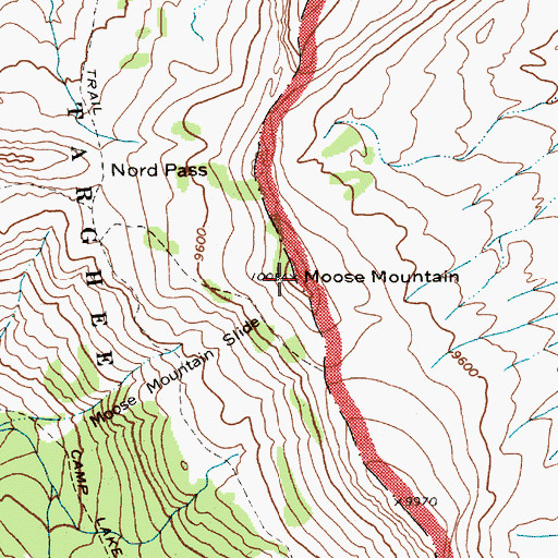 Topographic Map of Moose Mountain, WY