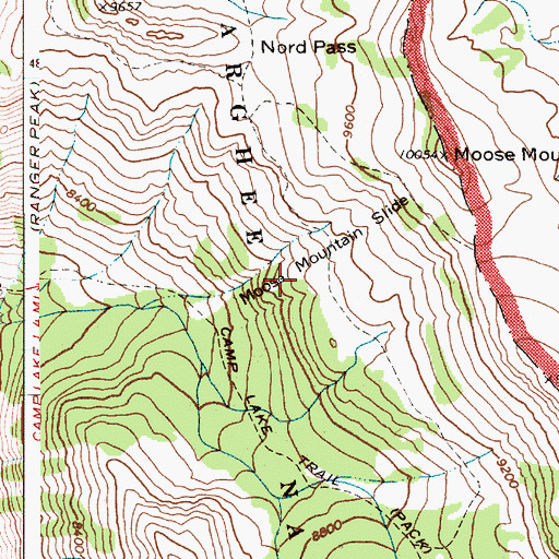 Topographic Map of Moose Mountain Slide, WY