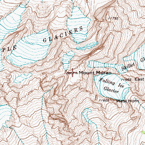 Topographic Map of Mount Moran, WY