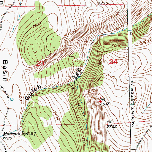 Topographic Map of Mormon Gulch, WY