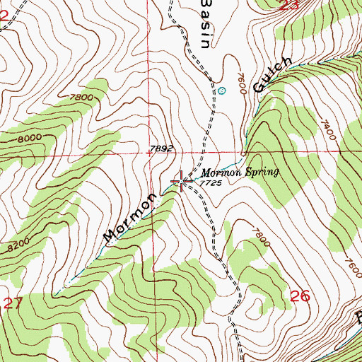 Topographic Map of Mormon Spring, WY