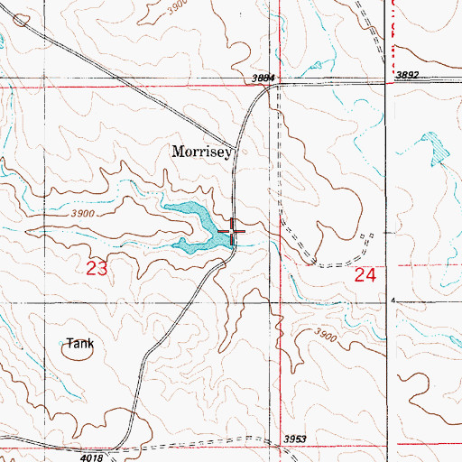 Topographic Map of Morrisey, WY