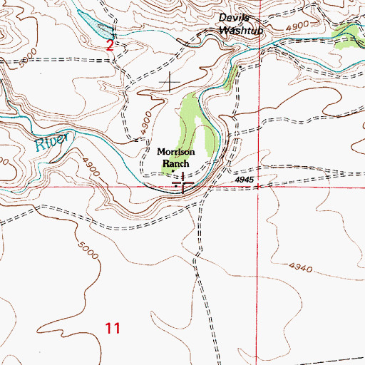 Topographic Map of Morrison Ranch, WY