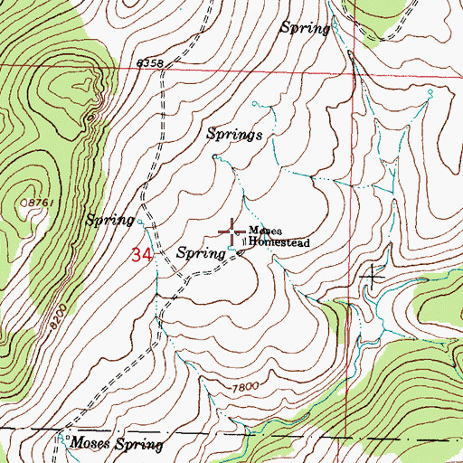 Topographic Map of Moses Homestead, WY