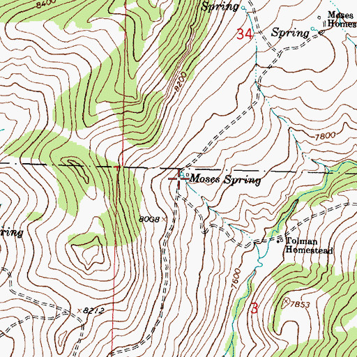 Topographic Map of Moses Spring, WY