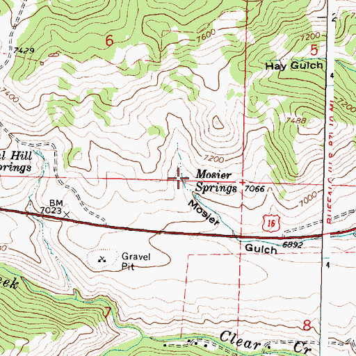 Topographic Map of Mosier Springs, WY