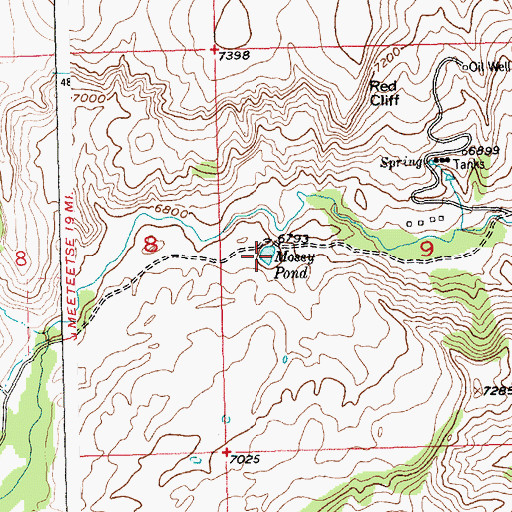 Topographic Map of Mossy Pond, WY