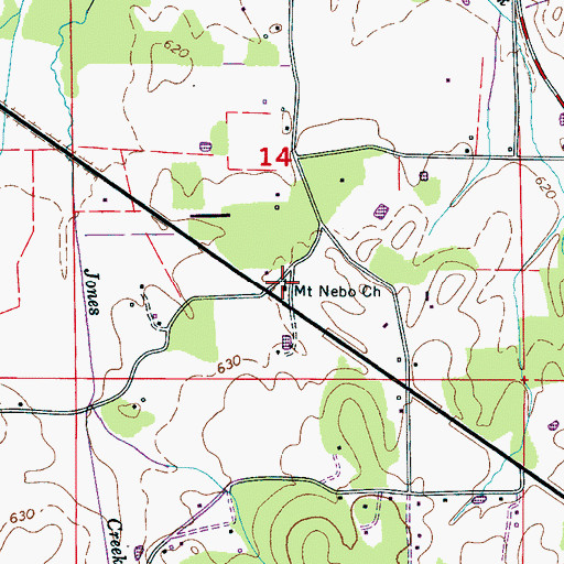 Topographic Map of Mount Nebo Church, AL