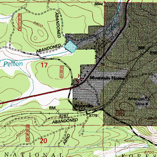 Topographic Map of Mountain Home, WY