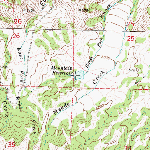 Topographic Map of Mountain Reservoir, WY