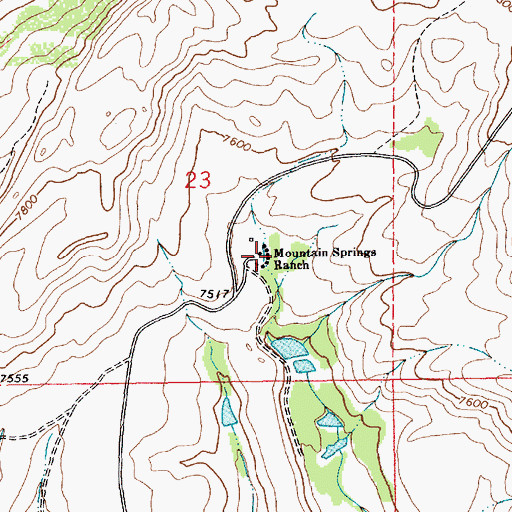 Topographic Map of Mountain Springs Ranch, WY