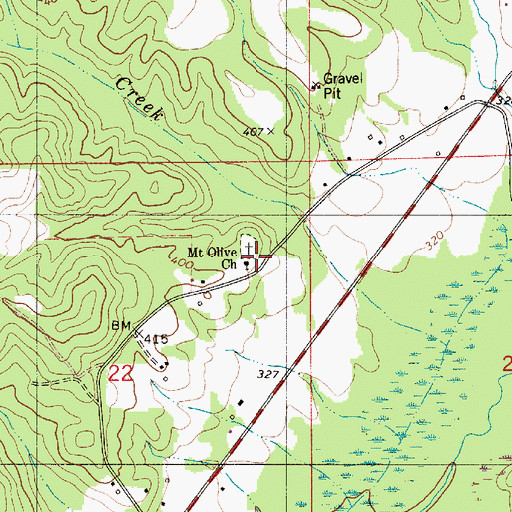 Topographic Map of Mount Olive Primitive Baptist Church, AL