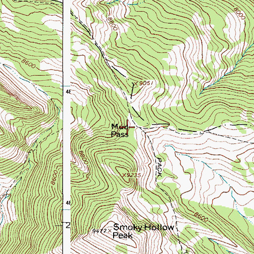 Topographic Map of Mud Pass, WY