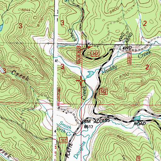 Topographic Map of Muddy Creek, WY