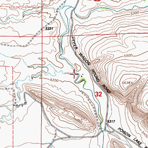 Topographic Map of Muddy Wagon Hound Creek, WY