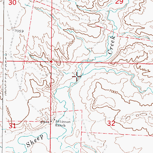 Topographic Map of Mule Creek, WY