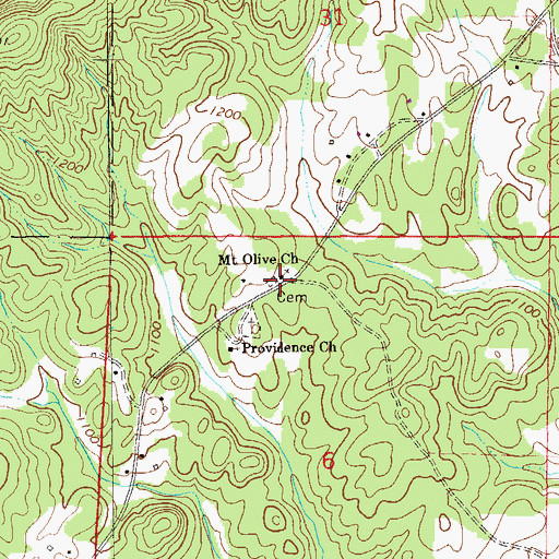 Topographic Map of Mount Olive Church, AL