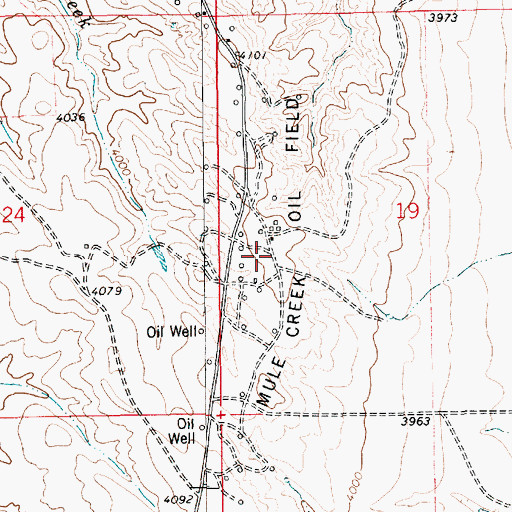 Topographic Map of Mule Creek Oil Field, WY