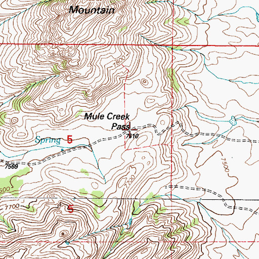 Topographic Map of Mule Creek Pass, WY