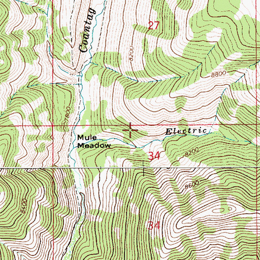 Topographic Map of Mule Meadow, WY