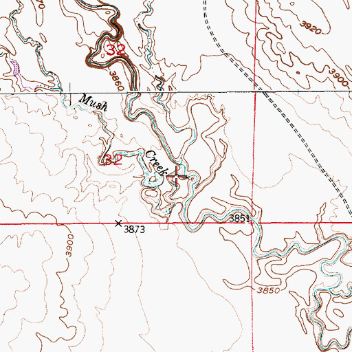 Topographic Map of Mush Creek, WY