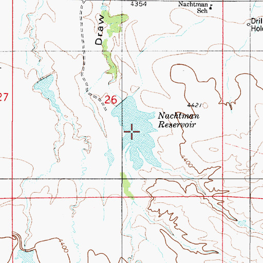 Topographic Map of Nachtman Reservoir, WY