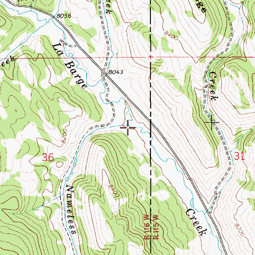 Topographic Map of Nameless Creek, WY