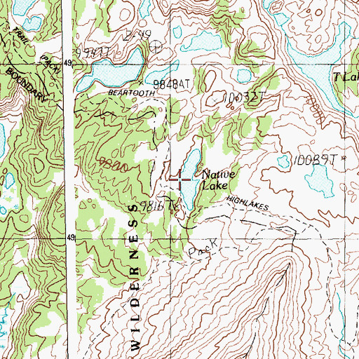 Topographic Map of Native Lake, WY