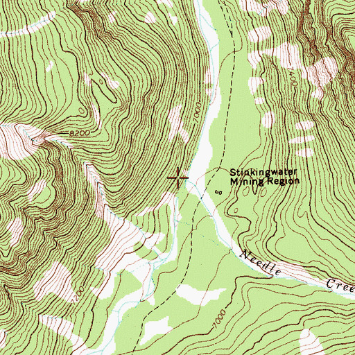 Topographic Map of Needle Creek, WY