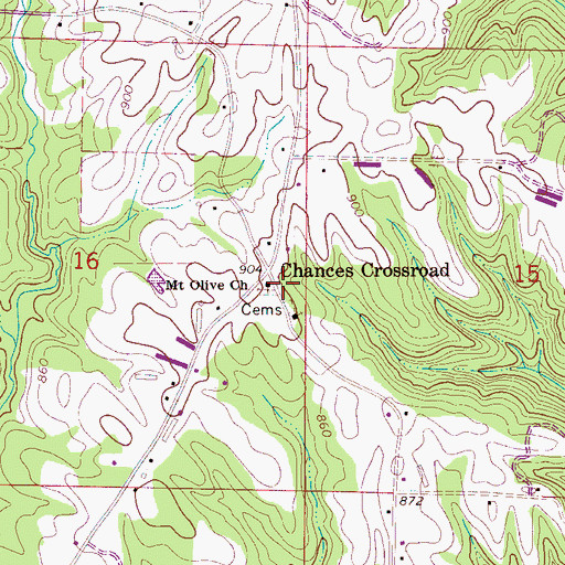 Topographic Map of Mount Olive Baptist Church, AL