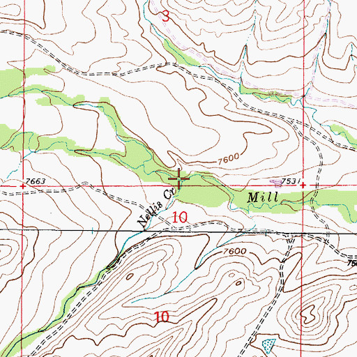 Topographic Map of Nellis Creek, WY