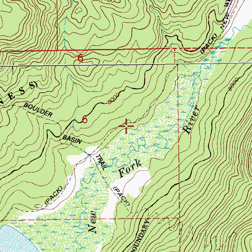 Topographic Map of New Fork Canyon Trail, WY