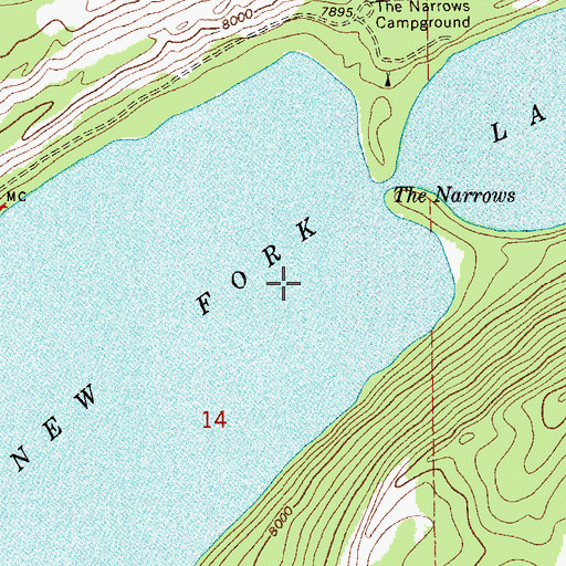 Topographic Map of New Fork Lakes, WY