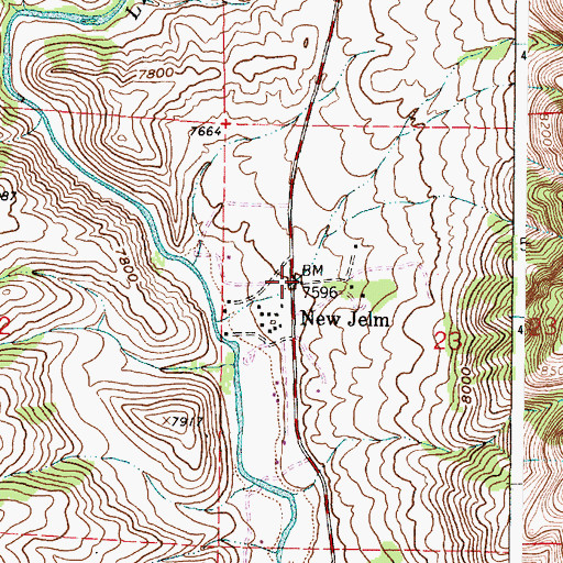 Topographic Map of New Jelm, WY