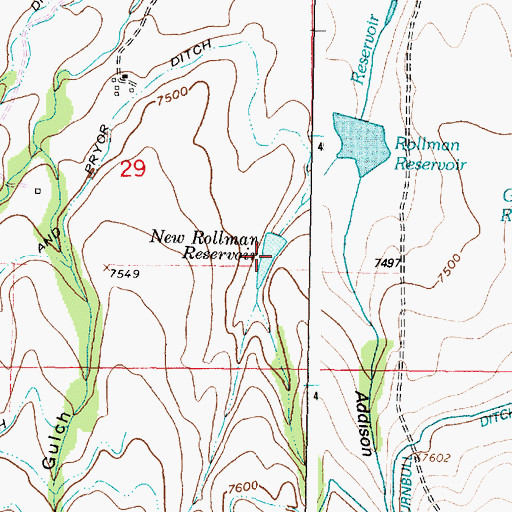 Topographic Map of New Rollman Reservoir, WY