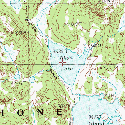 Topographic Map of Night Lake, WY