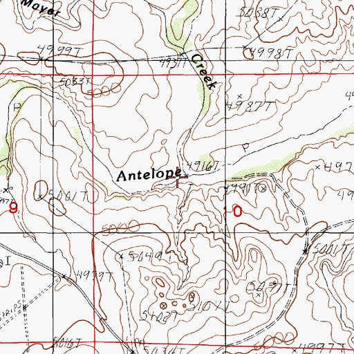 Topographic Map of Ninemile Creek, WY