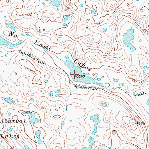 Topographic Map of No Name Lakes, WY